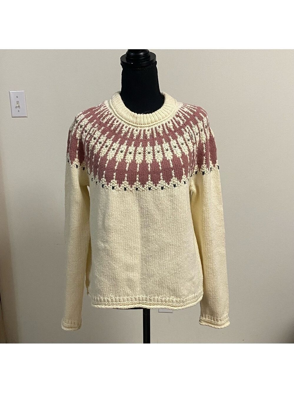 Madewell Sweater Women’s Medium Cream Fair Isle Keaton Pullover Cotton Alpaca